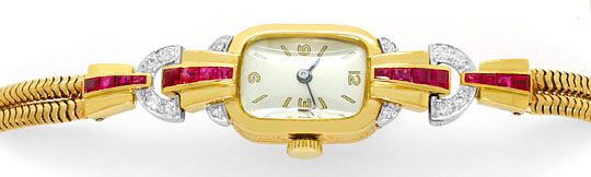 Foto 1 - antike Art Deco Armbanduhr Diamanten Rubine Gold-Platin, U1496