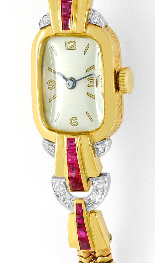 Foto 2 - antike Art Deco Armbanduhr Diamanten Rubine Gold-Platin, U1496