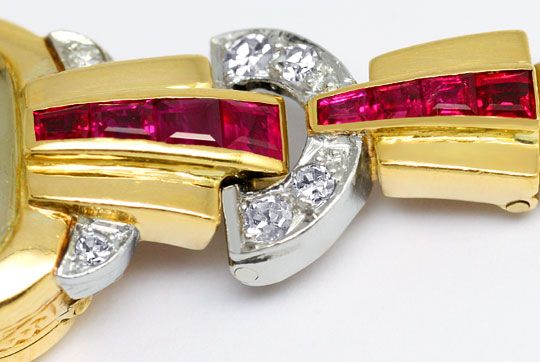 Foto 3 - antike Art Deco Armbanduhr Diamanten Rubine Gold-Platin, U1496